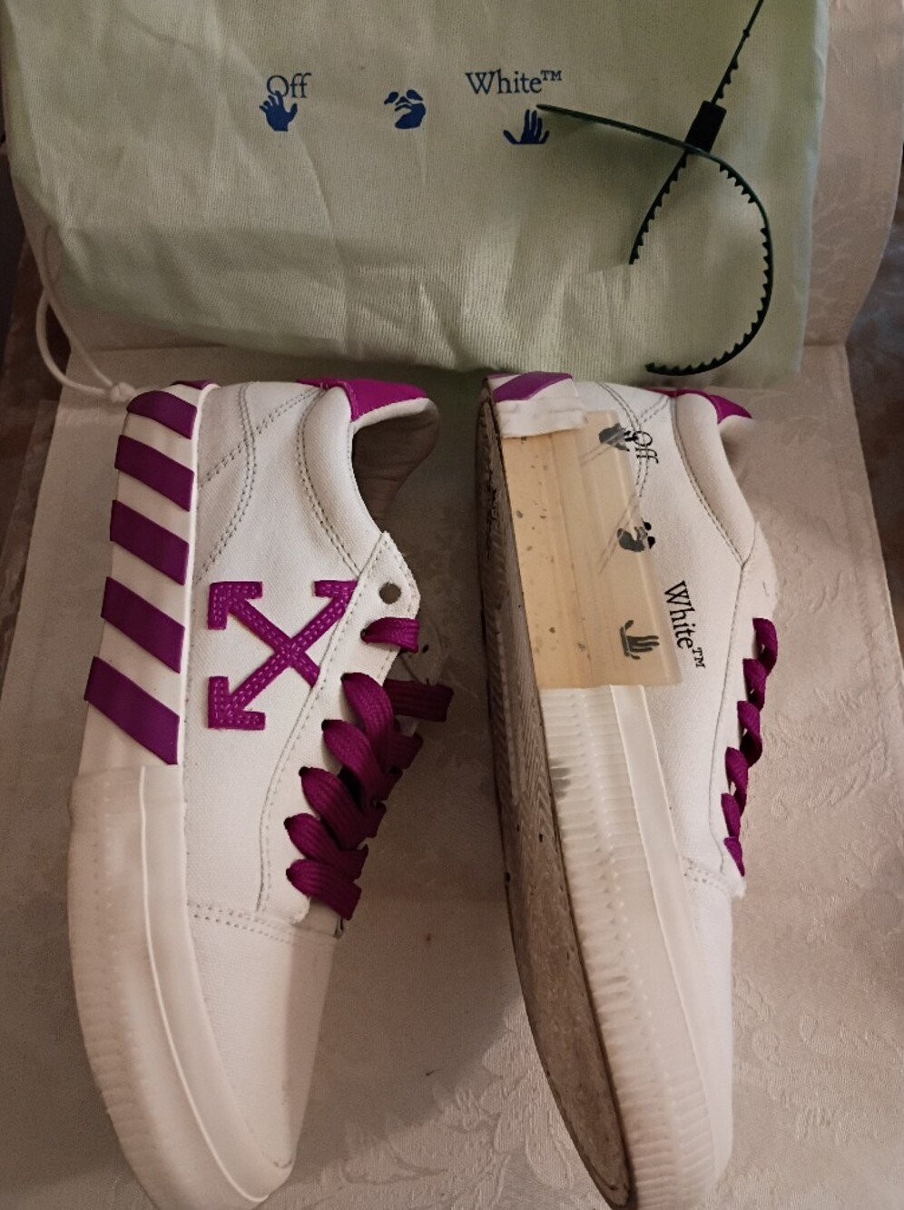 Off-White Vulcanized Low Top White/Purple Canvas/Leather Suede Size 39